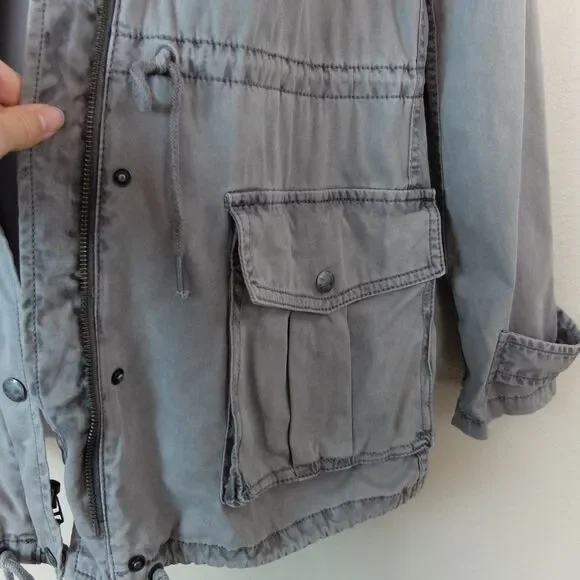 Talula Hooded Utility Jacket Washed Gray Size XXS - Picture 4 of 11